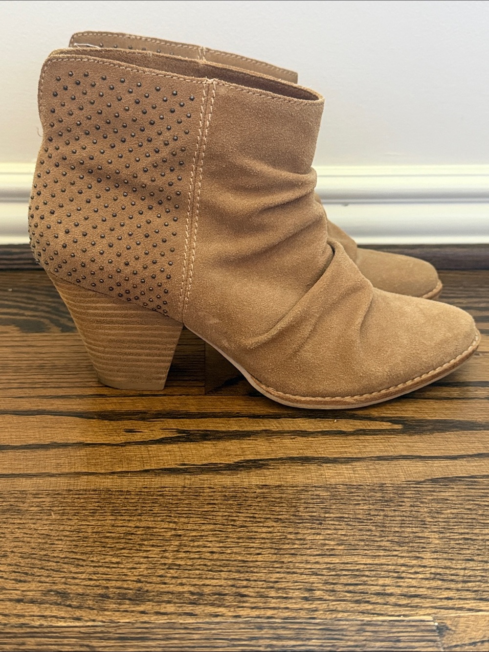 Splendid Suede Studded Ankle Bootie - Tan Brown